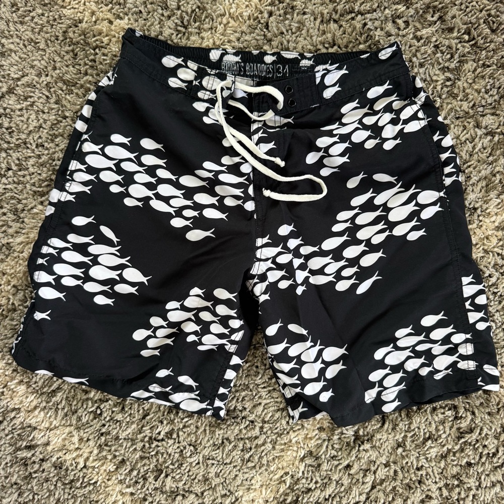 Men’s Fighting Eel Black Fish Swim Shorts Size 34 NWOT